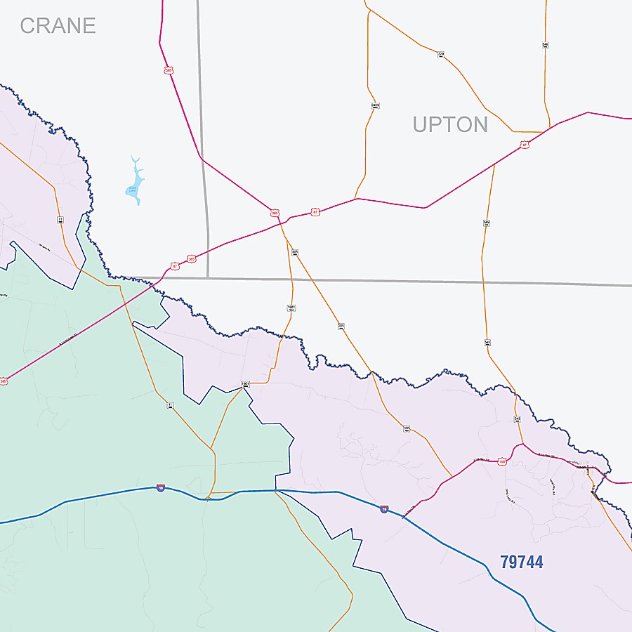Pecos County, TX Colorcast Style Wall Map
