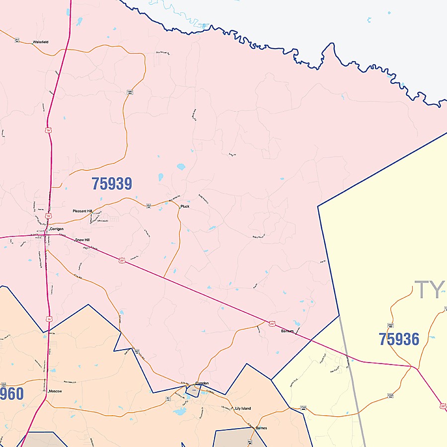 Polk County, TX Colorcast Style Wall Map