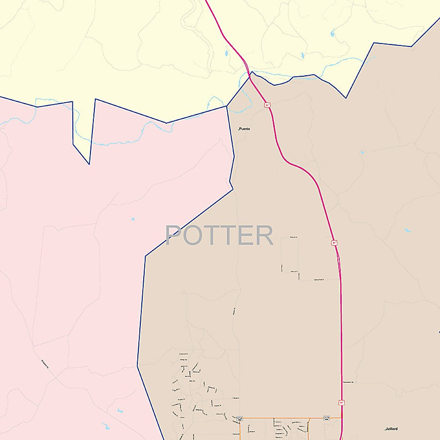 Potter County, TX Colorcast Style Wall Map