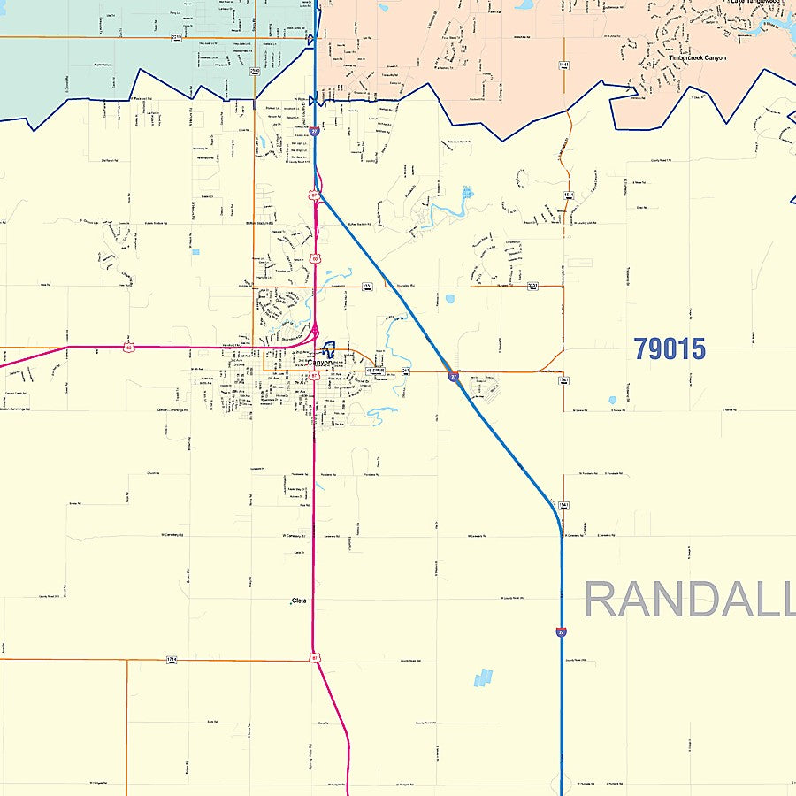 Randall County, TX Colorcast Style Wall Map