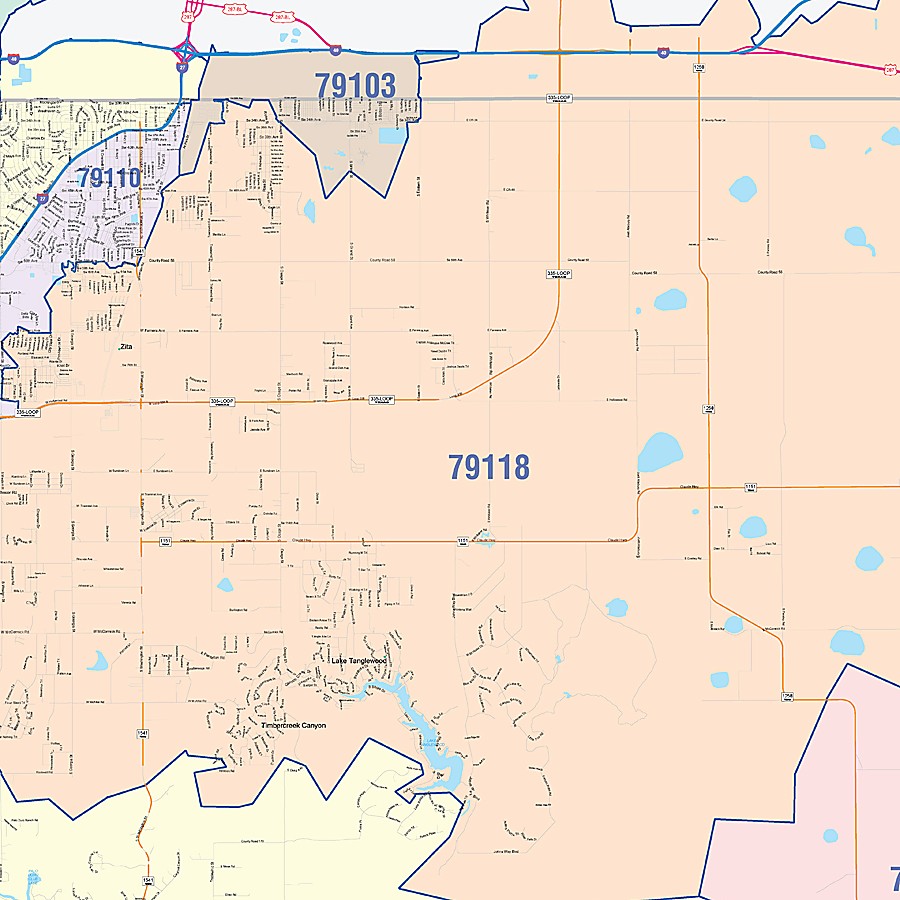 Randall County, TX Colorcast Style Wall Map