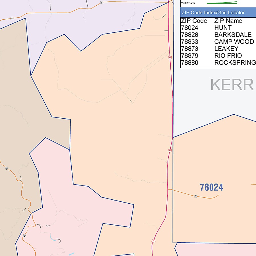 Real County, TX Colorcast Style Wall Map