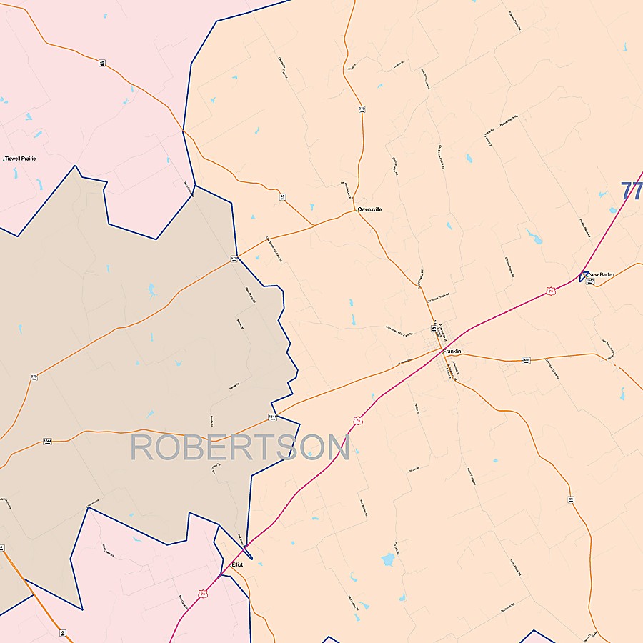 Robertson County, TX Colorcast Style Wall Map