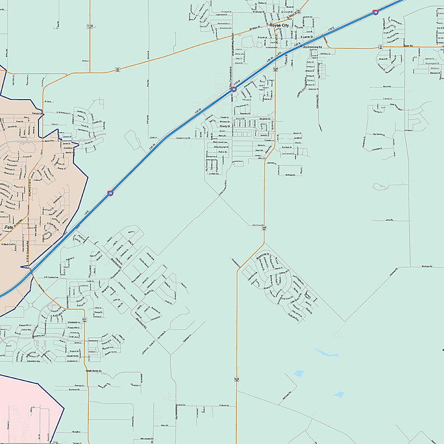 Rockwall County, TX Colorcast Style Wall Map