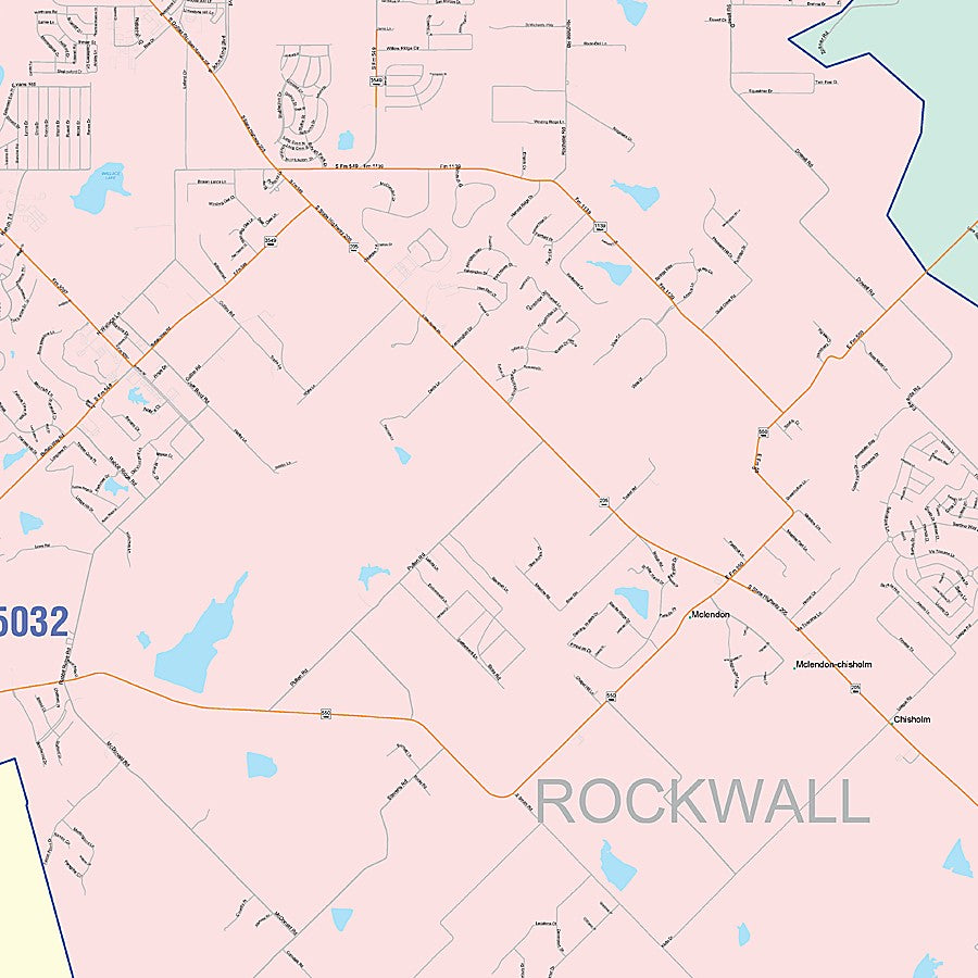 Rockwall County, TX Colorcast Style Wall Map