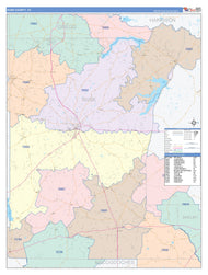 Rusk County, TX Colorcast Style Wall Map