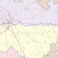 Rusk County, TX Colorcast Style Wall Map