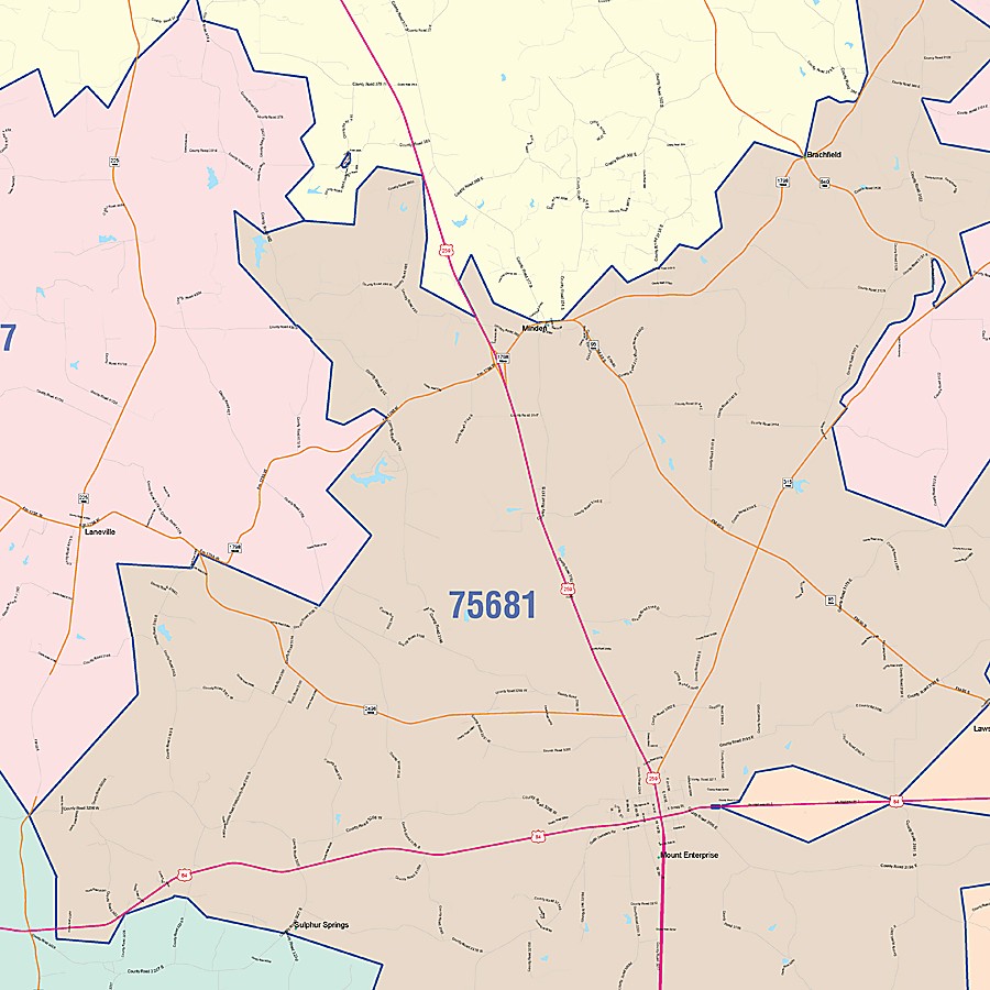 Rusk County, TX Colorcast Style Wall Map