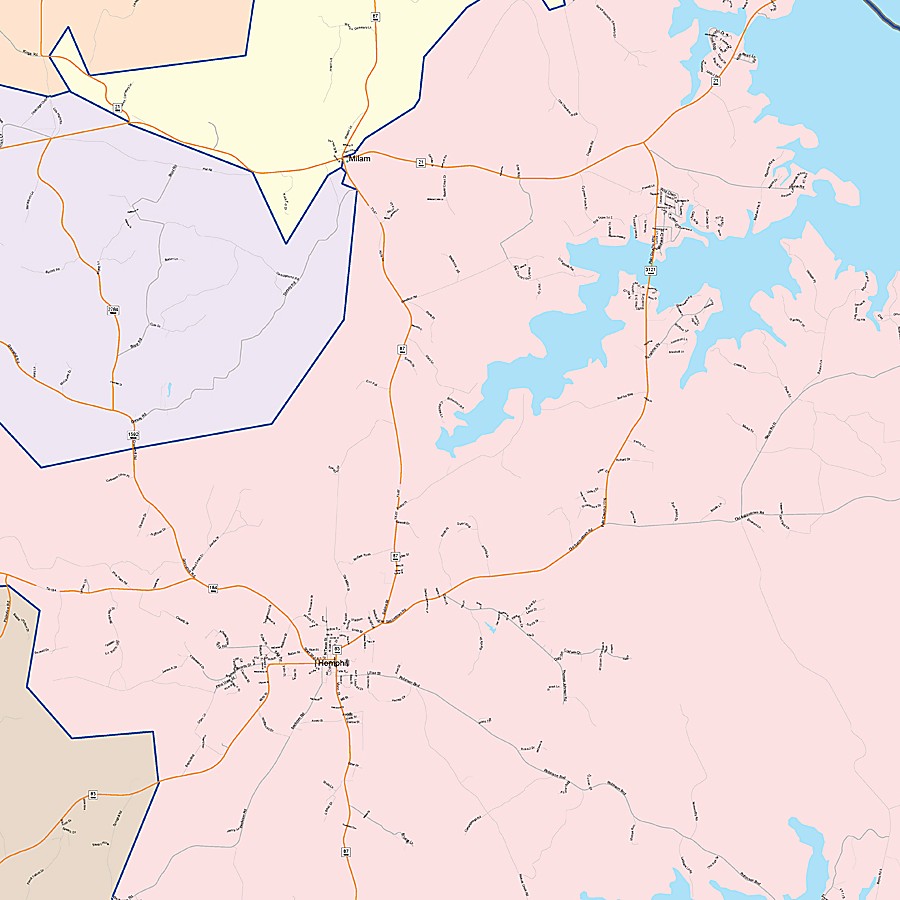Sabine County, TX Colorcast Style Wall Map