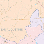 San Augustine County, TX Colorcast Style Wall Map