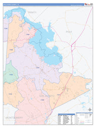 San Jacinto County, TX Colorcast Style Wall Map