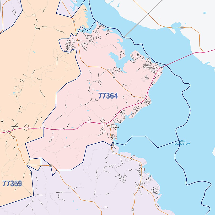 San Jacinto County, TX Colorcast Style Wall Map