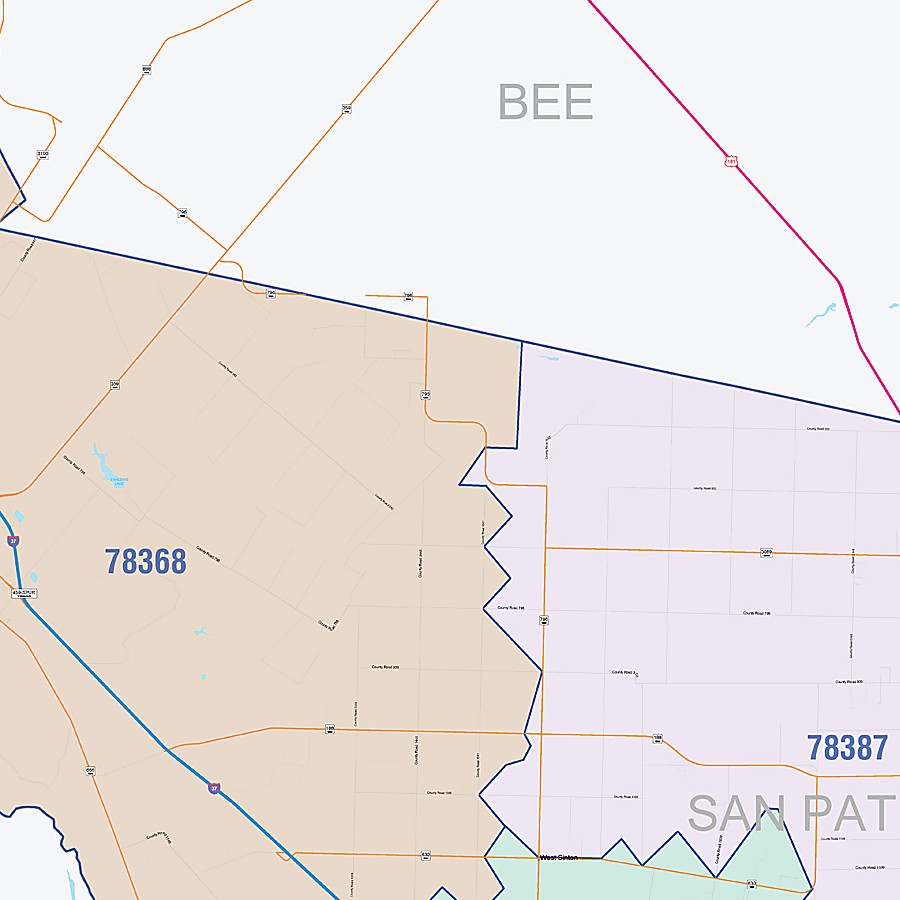 San Patricio County, TX Colorcast Style Wall Map