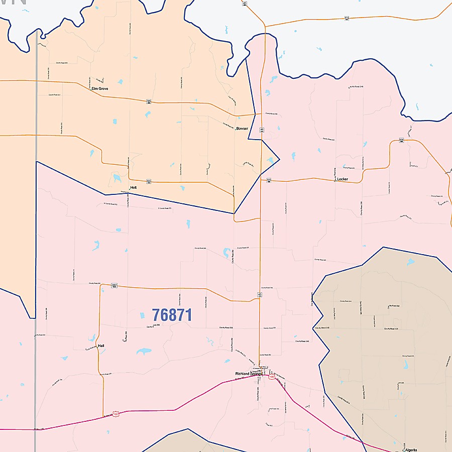 San Saba County, TX Colorcast Style Wall Map