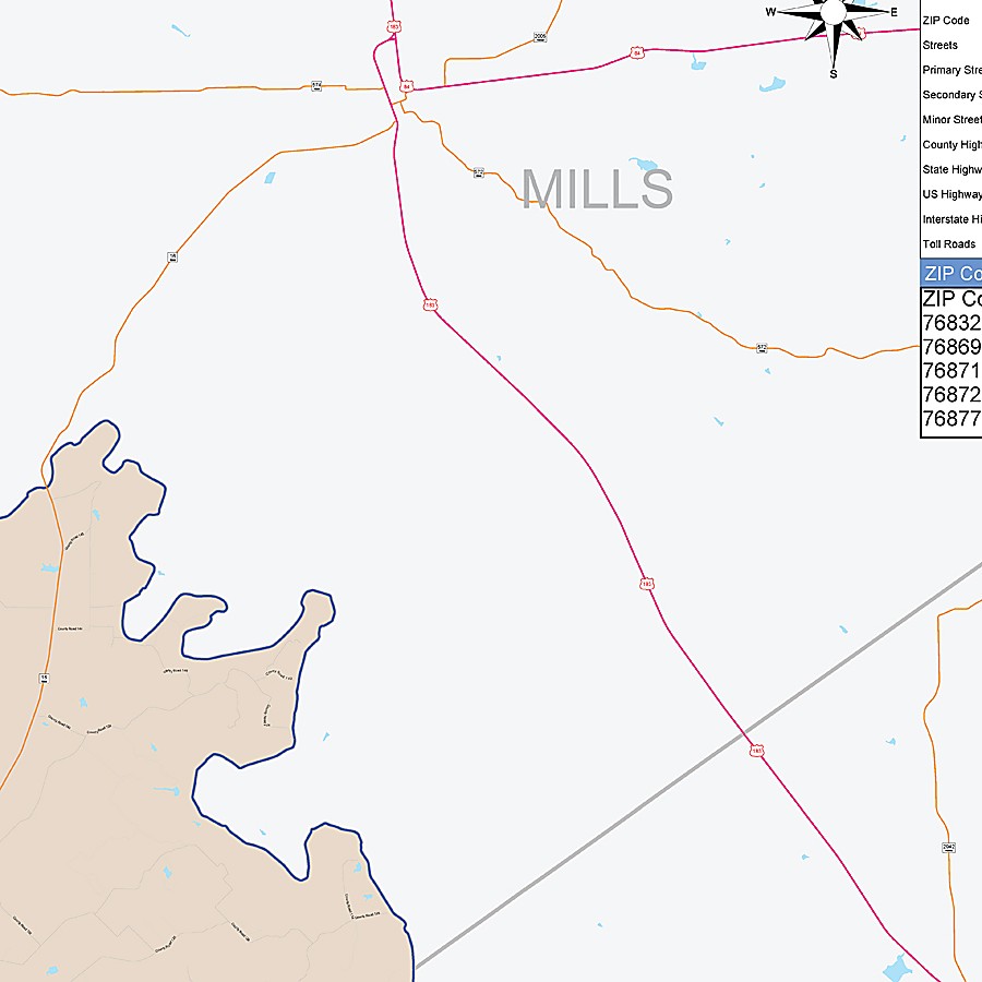 San Saba County, TX Colorcast Style Wall Map
