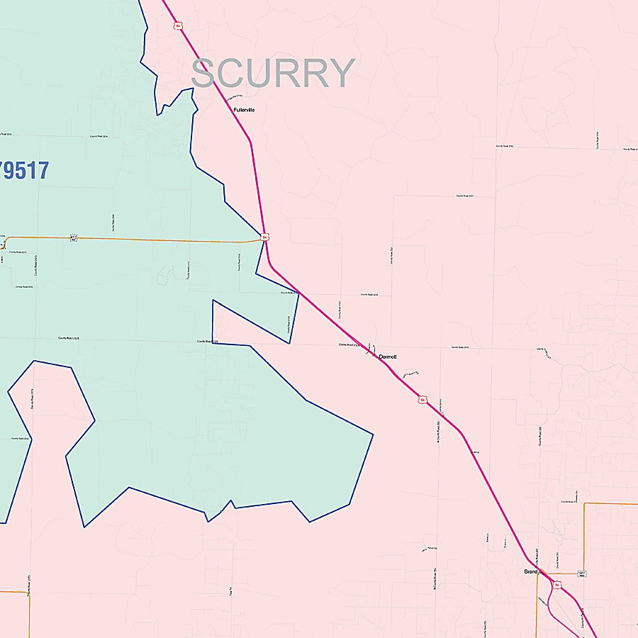 Scurry County, TX Colorcast Style Wall Map