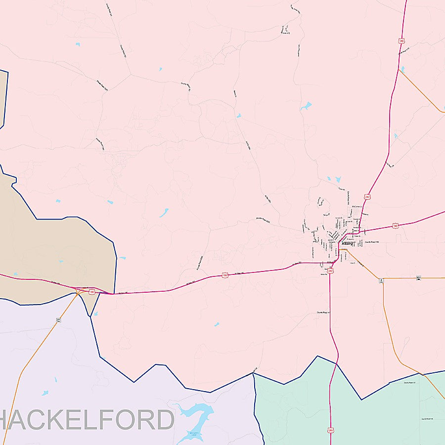 Shackelford County, TX Colorcast Style Wall Map