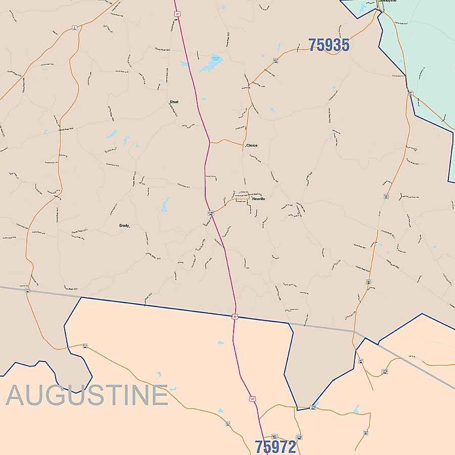 Shelby County, TX Colorcast Style Wall Map