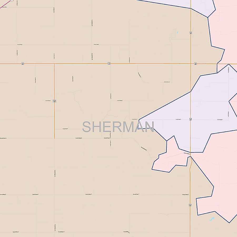 Sherman County, TX Colorcast Style Wall Map