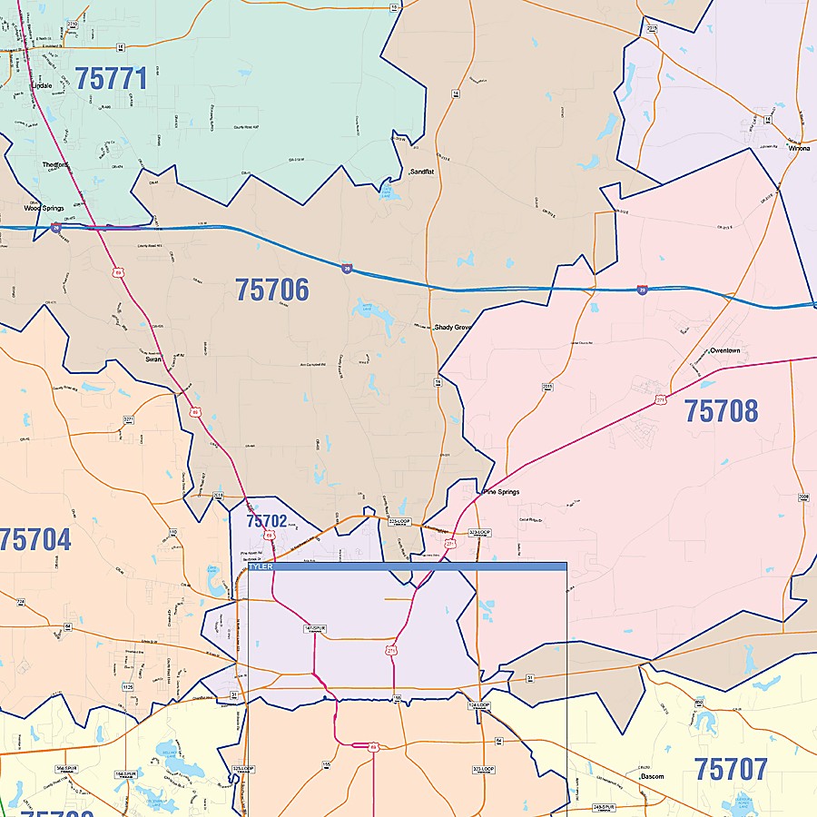 Smith County, TX Colorcast Style Wall Map