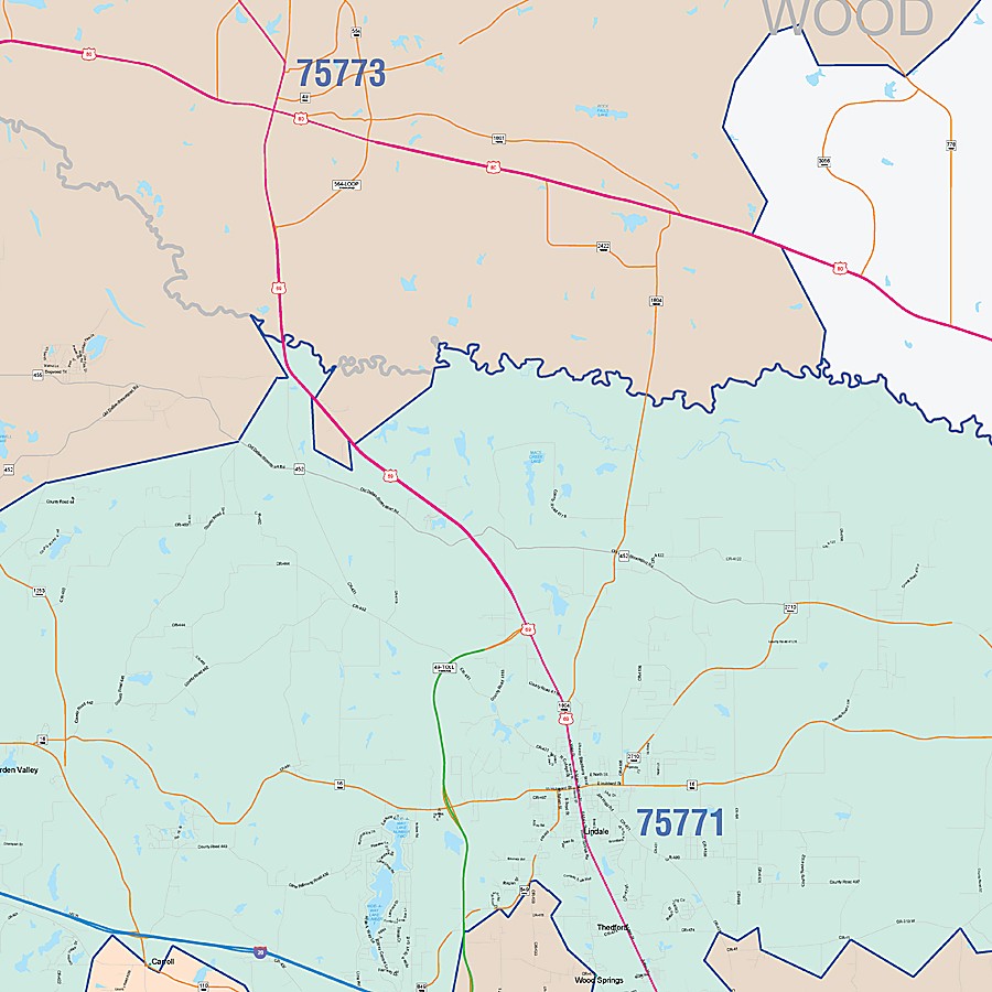 Smith County, TX Colorcast Style Wall Map