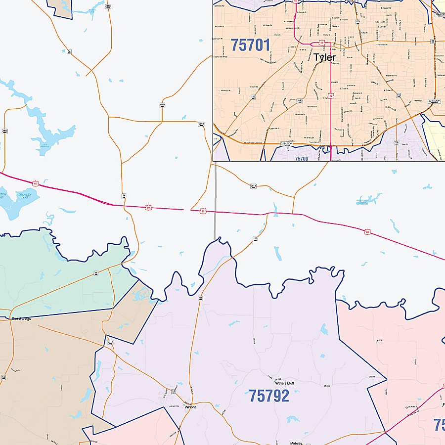 Smith County, TX Colorcast Style Wall Map