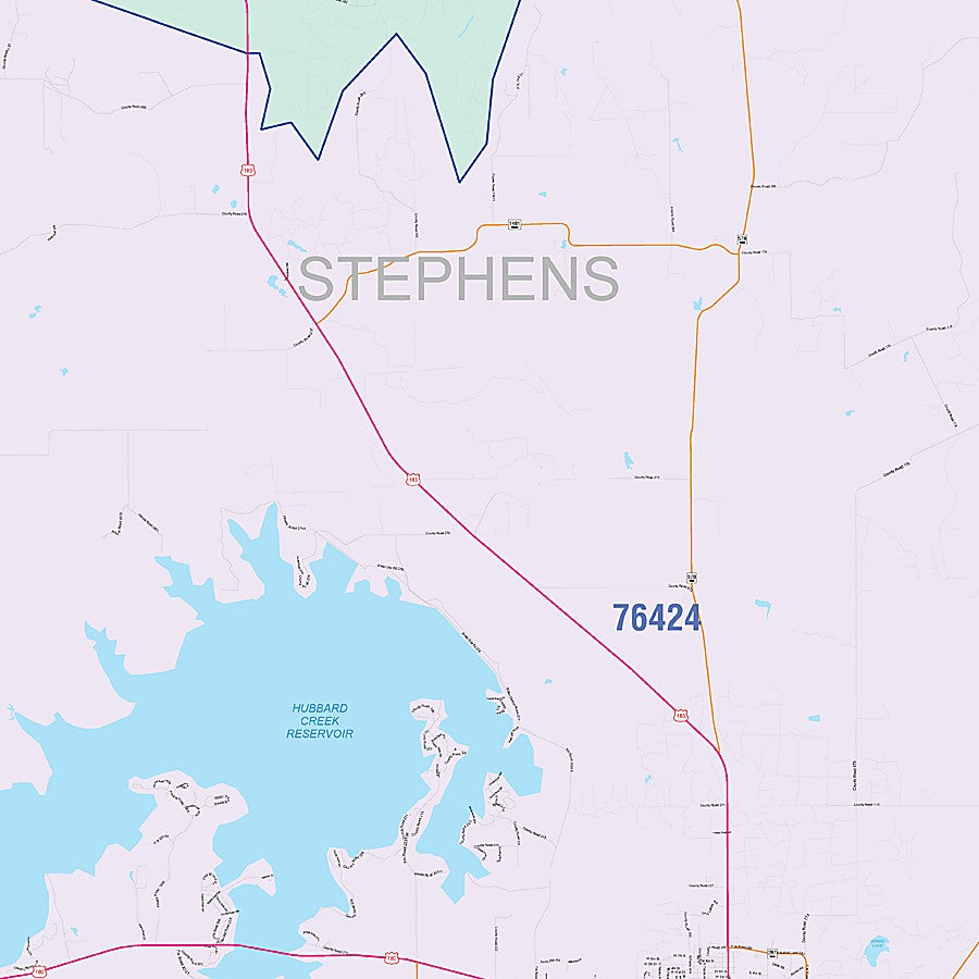 Stephens County, TX Colorcast Style Wall Map