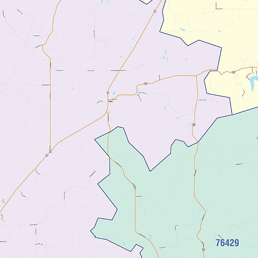 Stephens County, TX Colorcast Style Wall Map