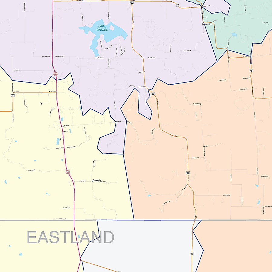 Stephens County, TX Colorcast Style Wall Map