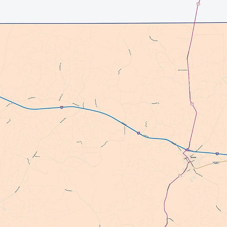 Sutton County, TX Colorcast Style Wall Map