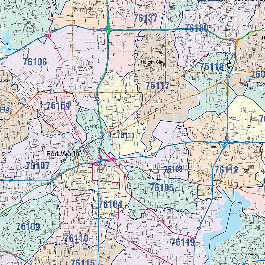 Tarrant County, TX Colorcast Style Wall Map