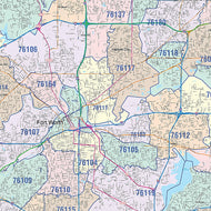 Tarrant County, TX Colorcast Style Wall Map