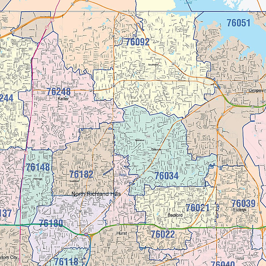 Tarrant County, TX Colorcast Style Wall Map
