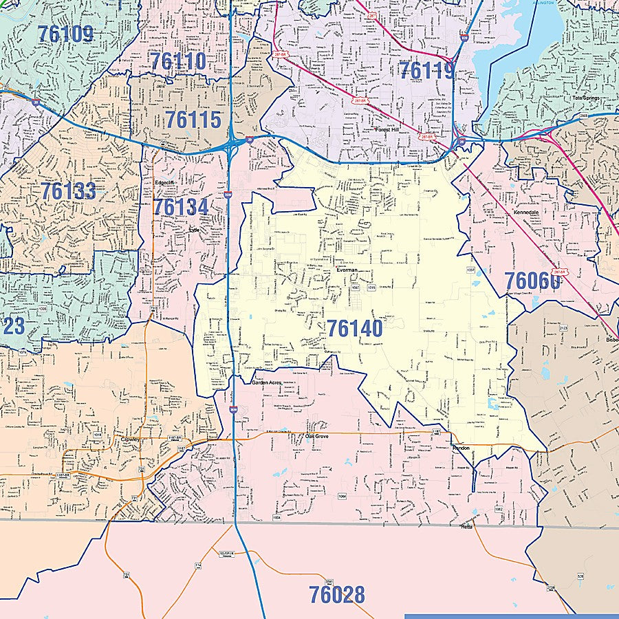 Tarrant County, TX Colorcast Style Wall Map