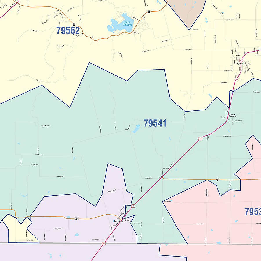 Taylor County, TX Colorcast Style Wall Map