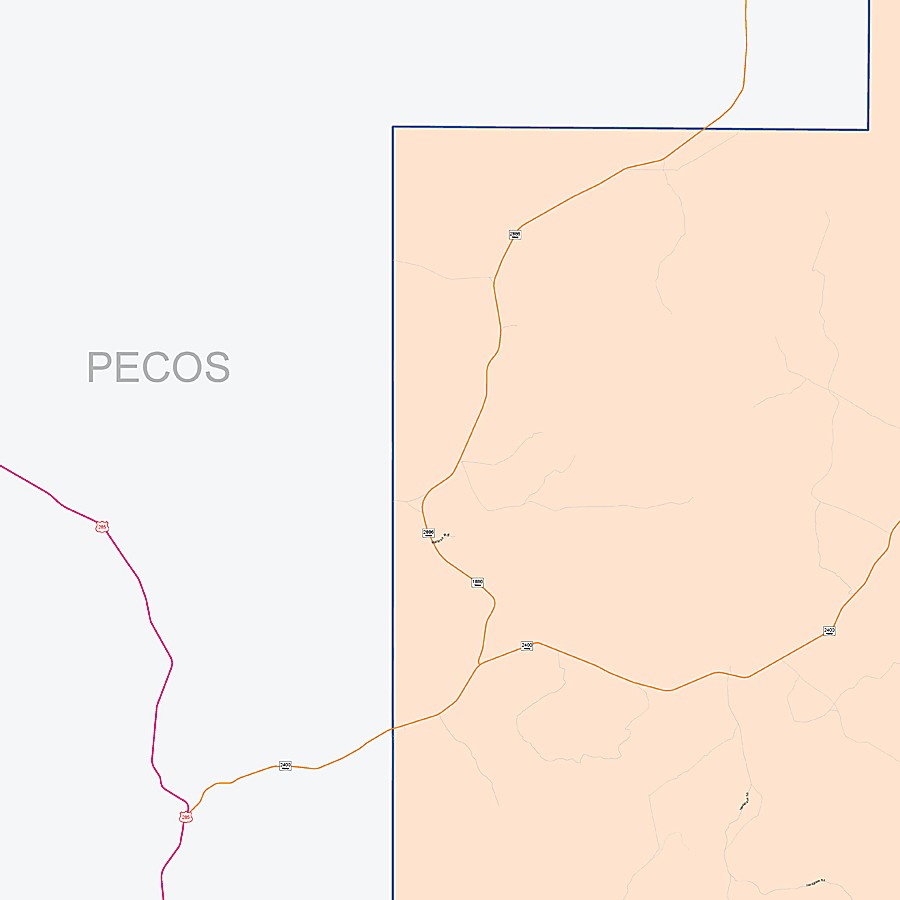 Terrell County, TX Colorcast Style Wall Map