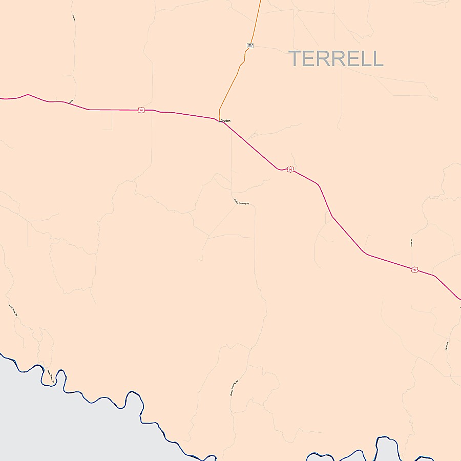 Terrell County, TX Colorcast Style Wall Map