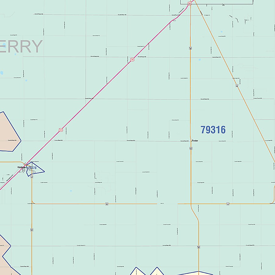 Terry County, TX Colorcast Style Wall Map