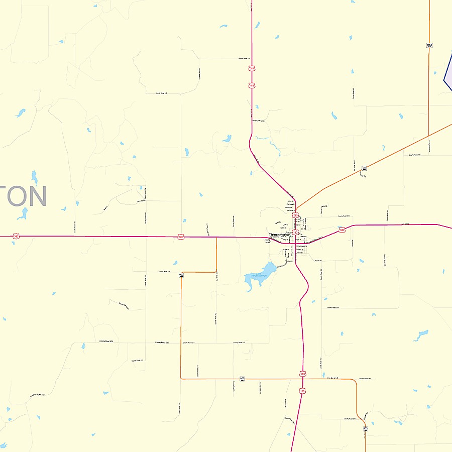 Throckmorton County, TX Colorcast Style Wall Map