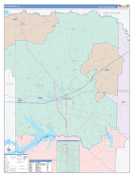 Titus County, TX Colorcast Style Wall Map