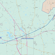 Titus County, TX Colorcast Style Wall Map