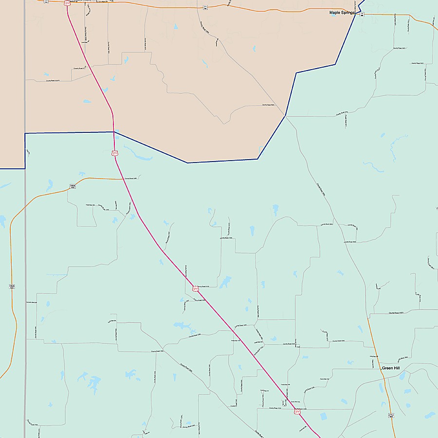 Titus County, TX Colorcast Style Wall Map