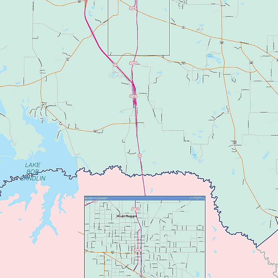 Titus County, TX Colorcast Style Wall Map