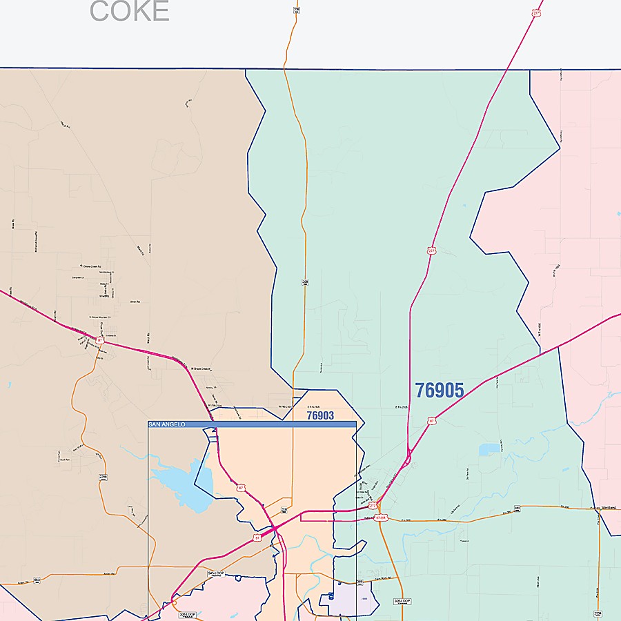 Tom Green County, TX Colorcast Style Wall Map
