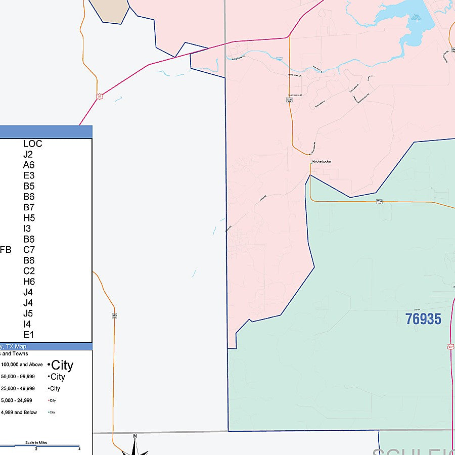 Tom Green County, TX Colorcast Style Wall Map