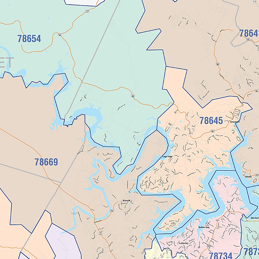 Travis County, TX Colorcast Style Wall Map