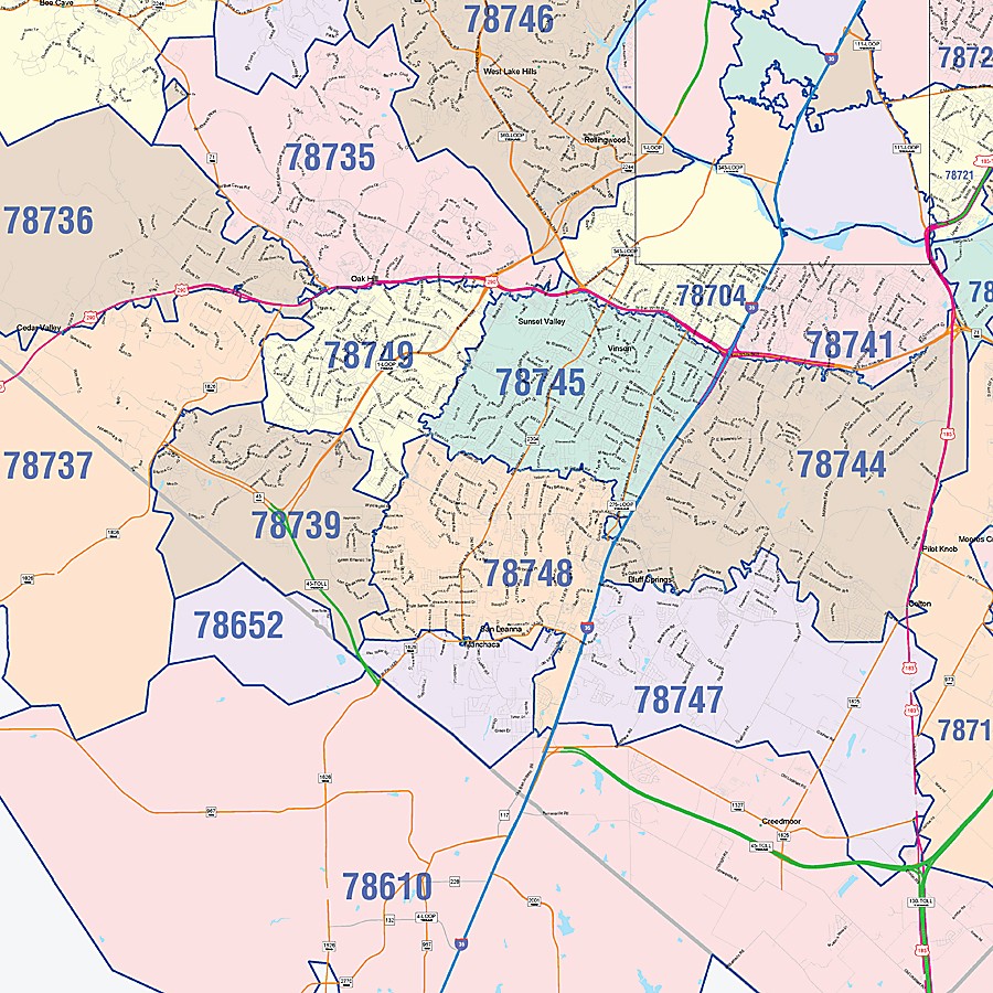 Travis County, TX Colorcast Style Wall Map
