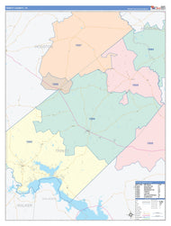 Trinity County, TX Colorcast Style Wall Map