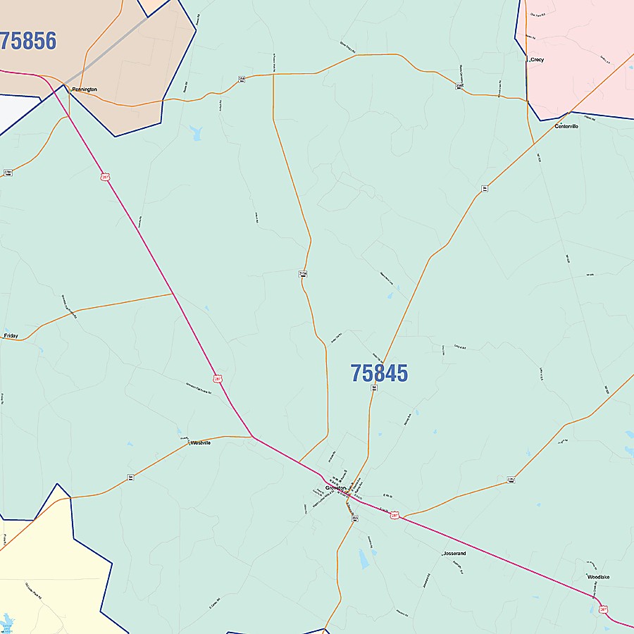 Trinity County, TX Colorcast Style Wall Map