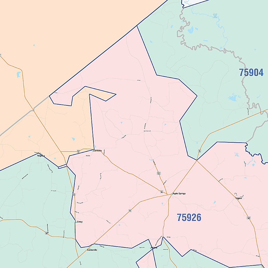 Trinity County, TX Colorcast Style Wall Map